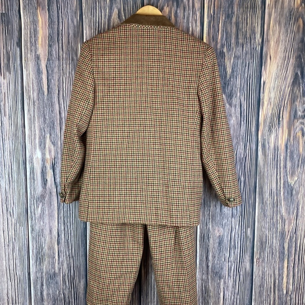 Womanβs Vintage Koret Petites Wool Blend Houndstooth Brown Suit- Size 6 - Picture 8 of 14